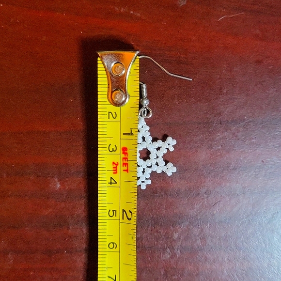 Beaded Snowflake Earrings - Picture 3 of 4